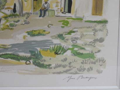 null Yves BRAYER (1907-1990) : Paysage de Provence. Lithographie en couleurs justifiée...