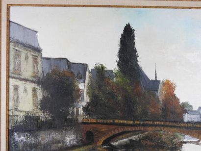 null Michel Roy known as SAINT-ALBAN (1913-2015) : Strasbourg. Oil on canvas signed...