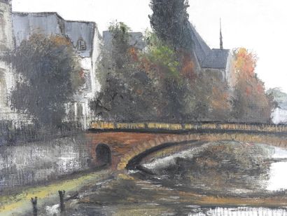 null Michel Roy known as SAINT-ALBAN (1913-2015) : Strasbourg. Oil on canvas signed...