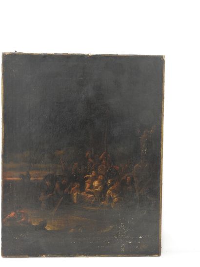 null Attribué à Gerrit de WET (1609 - 1674) : Un sauvetage en mer. Huile sur toile....