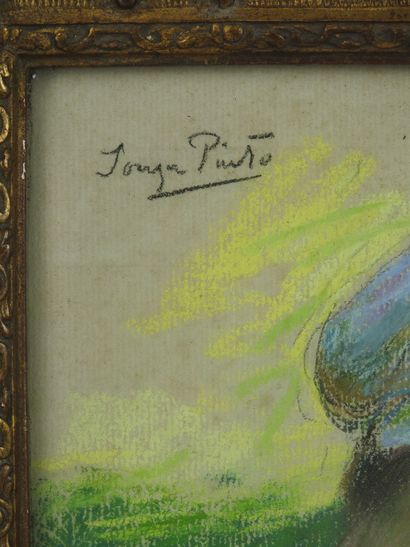 null Pinto DE SOUZA (1856-1939): Portrait of a young Breton peasant woman. Pastel...