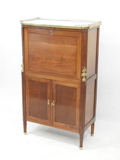 null 
Rare SECRETARY with height of support, in mahogany and mahogany veneer, opening...