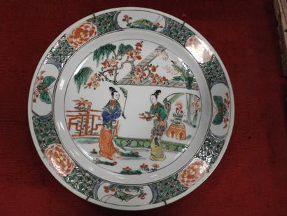 null CHINA: Two pairs of porcelain plates decorated with polychrome enamels of the...