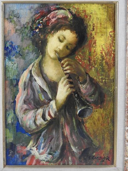 null Guy CAMBIER (1923-2008): Oboe player. Oil on canvas signed lower right. 35 x...