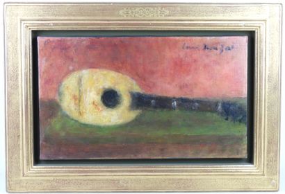  Louis MAZOT (1919-1994) : La mandoline. Huile sur toile signée en haut à droite...