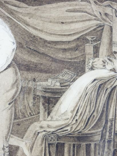 null L.F. GARNIER - XIXe siècle : Le coucher de la jeune mariée. Dessin à l'encre...