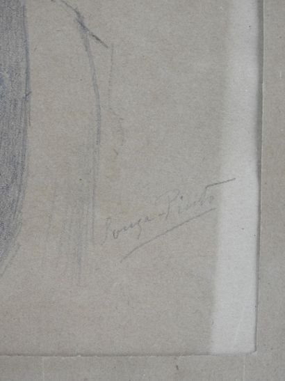 null Pinto DE SOUZA (1856-1939): Portrait of a Breton peasant. Graphite drawing signed...
