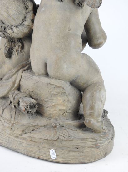 null After CLODION (1738-1814). Terra cotta group representing two putti. H.49 x...