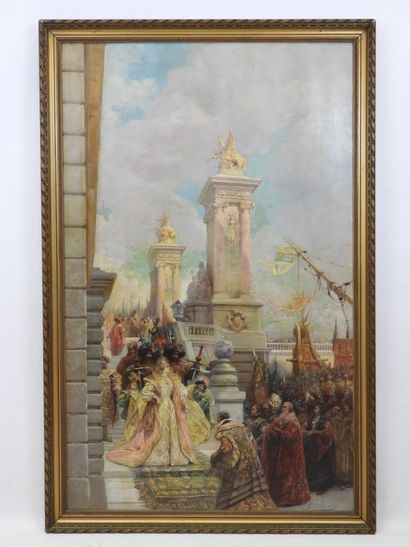  Georges CLAIRIN (1843-1919): The arrival of the Queen of Sheba. Oil on canvas. Signed...