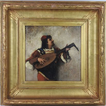 null FRENCH SCHOOL OF THE XIXth CENTURY: The Florentine Singer. Oil on canvas. Bears...