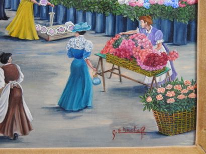 null Geneviève ELIACHEFF (born in 1910): Flower market on the Place de la Madeleine...