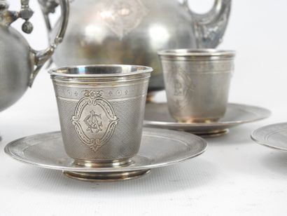 null PART OF TEA SERVICE in silver hallmark Minerve with guilloche decoration including...