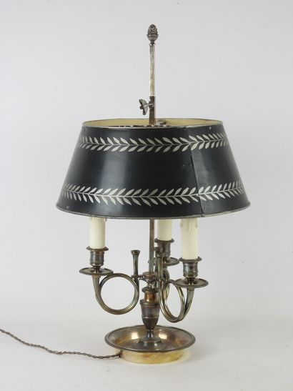 null LAMP called BOUILLOTTE in chased and silvered bronze, lighting three arms of...
