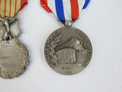 null DECORATIONS. FRANCE. Various medals, customs, railroad, firemen (X2), with ribbons....