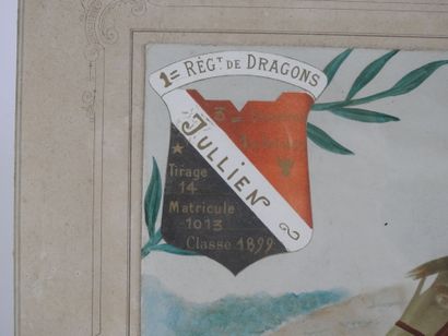 null PHOTOGRAPHIE. Photo colorisée du dragon Jullien du 1er régiment de Dragons,...