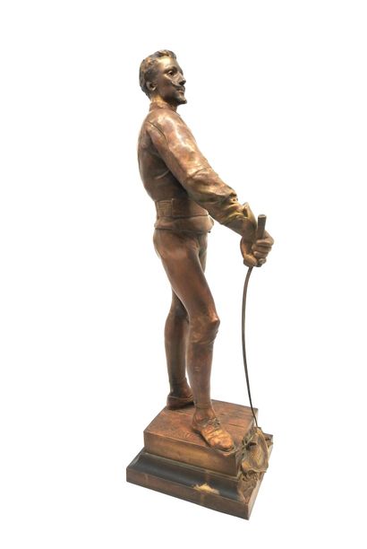 null Emile LAPORTE (1858-1907). "Le maître d'armes", grande épreuve en bronze à patine...