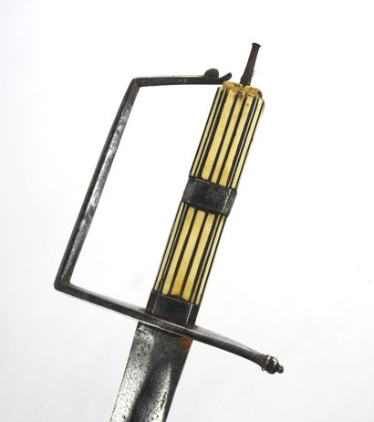 null ENGLAND. Officer's saber with iron mounting, marine ivory spindle with blackened...