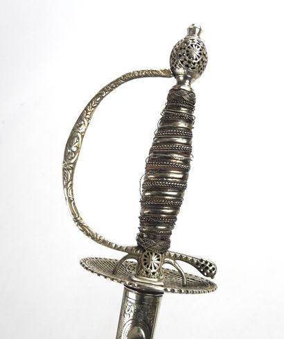 null NETHERLANDS. Beautiful court sword with chased silver mounting, silver filigree...
