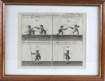 null ENGRAVINGS. Meeting of 3 engravings framed under glass, wooden sticks: "Scenes...