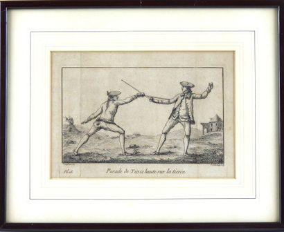 null ENGRAVINGS. VAXCILLERE. Suite of 9 plates from the "Art of Fencing" published...