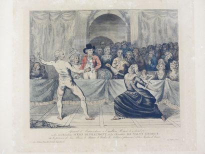 null GRAVURE. "Le chevalier d'Eon tirant contre M. de St-Georges" à Carlton house...