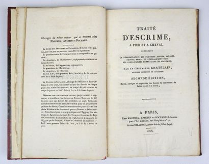 null CHATELAIN, Chevalier : "Traité d' escrime, à pied et à cheval". Paris : Maginel,...