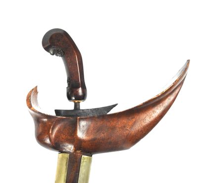 null ASIAN WEAPONS. INDONESIA. Malay kris with carved wooden handle, straight steel...