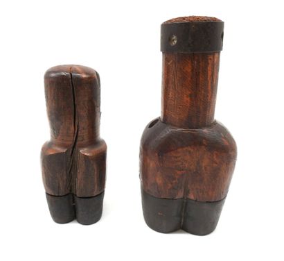 null MISCELLANEOUS. Meeting of 2 wooden and iron punches, one in the shape of 8 to...