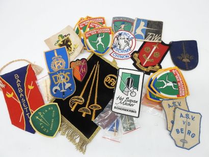 null INSIGNES. Lot of about 28 embroidered or printed badges of blaser or clubs related...