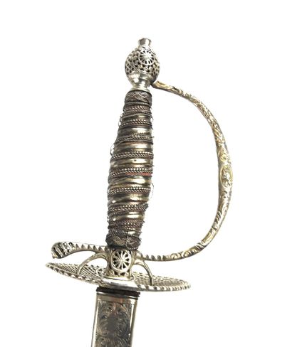 null NETHERLANDS. Beautiful court sword with chased silver mounting, silver filigree...