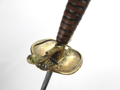 null FRANCE. Court sword with gilt brass mounting, single-edge guard (missing) beaded...