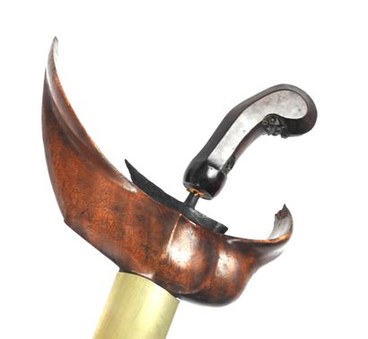 null ASIAN WEAPONS. INDONESIA. Malay kris with carved wooden handle, straight steel...
