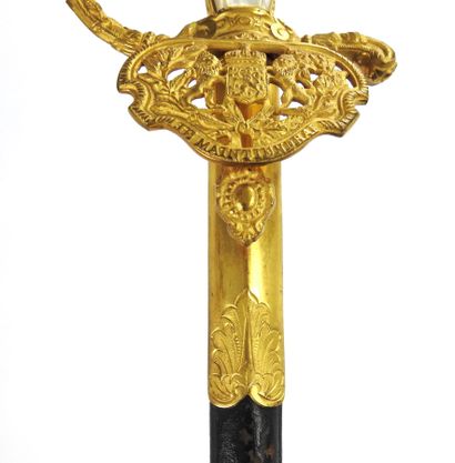 null PAYS-BAS. Epée de dignitaire du royaume des Pays bas, monture en bronze doré,...