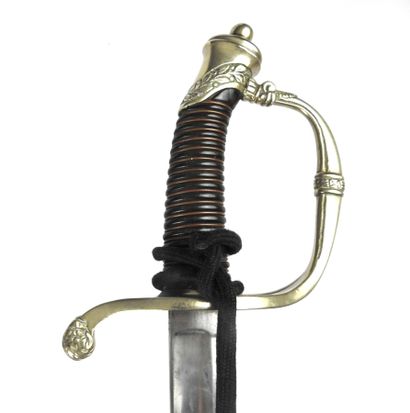 null NETHERLANDS. Infantry officer's saber with nickel silver mounting, horn spindle...
