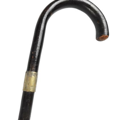 null CANE-EPEE. Model with varnished wooden shaft, flat blade with back and hollow...