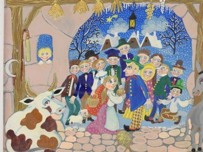 null Pavel CANDA (1930-1995): Nativity scene. Oil on canvas signed and dated upper...