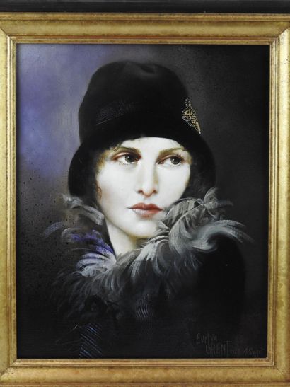 null François SURGET (1947-2012): Portrait of Evelyn Brent (1927). Oil on canvas...