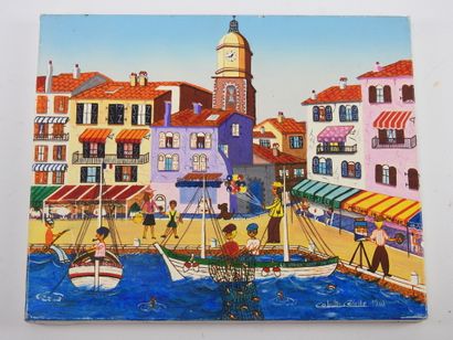 null 
Colette CEDELLE - naive school of the XXth century : The port of St Tropez....