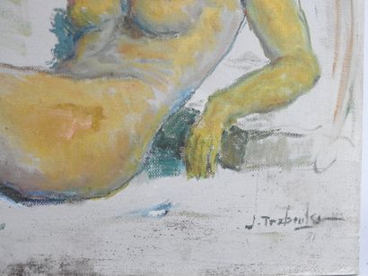 null School of the XXth century : Female nude. Oil on canvas signed J. Triboulet...
