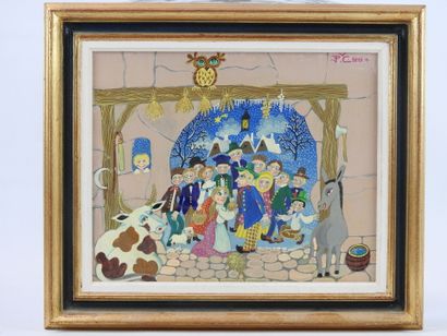 null Pavel CANDA (1930-1995): Nativity scene. Oil on canvas signed and dated upper...