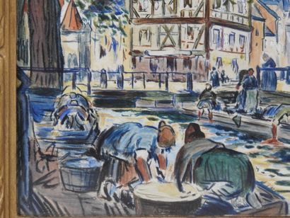 null Roger BERTIN (1915-2003) : The return of the fishermen & the washerwomen. Pair...