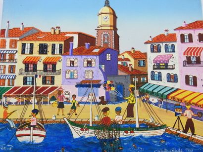 null 
Colette CEDELLE - naive school of the XXth century : The port of St Tropez....