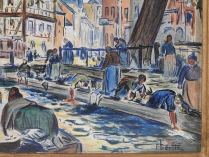 null Roger BERTIN (1915-2003) : The return of the fishermen & the washerwomen. Pair...
