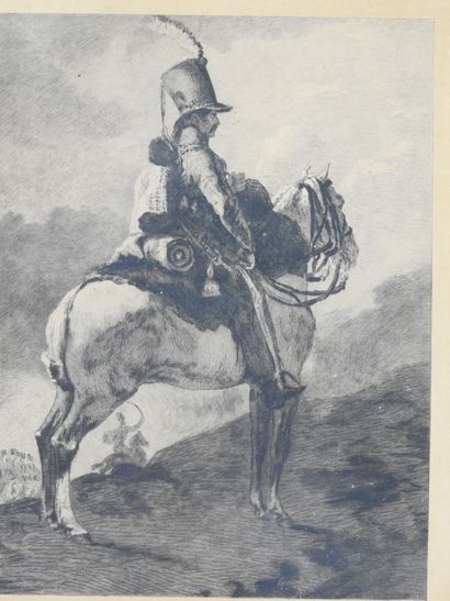 null Charles Courtry (1846 -1897) after : Hussar on horseback. Etching. 34 x 26 cm...