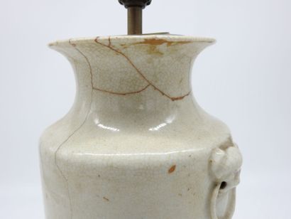 null CHINA: Vase mounted as a lamp in porcelain stoneware. H.35 cm. Accidents. Two...