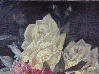 null D. GESTA (XIXth-XXth centuries): Still life with roses. Oil on canvas, signed...