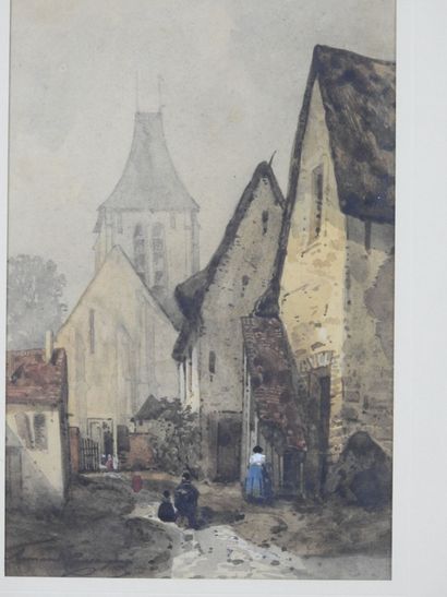 null Armand CASSAGNE (1823-1907) : Old streets. Two watercolors signed in the lower...