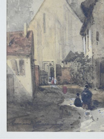 null Armand CASSAGNE (1823-1907) : Old streets. Two watercolors signed in the lower...