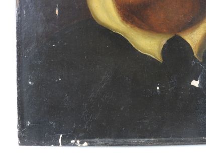null 
ECOLE FRANCAISE du XIXème siècle : Portrait d'homme. Huile sur papier marouflé...