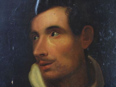 null 
FRENCH SCHOOL of the XIXth century : Portrait of a man. Oil on paper mounted...